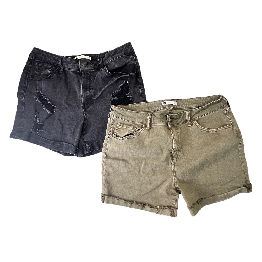 "SO" Brand Denim Shorts Sz 15/32W High Rise Curvy Midi & High Rise Midi Lot Of 2